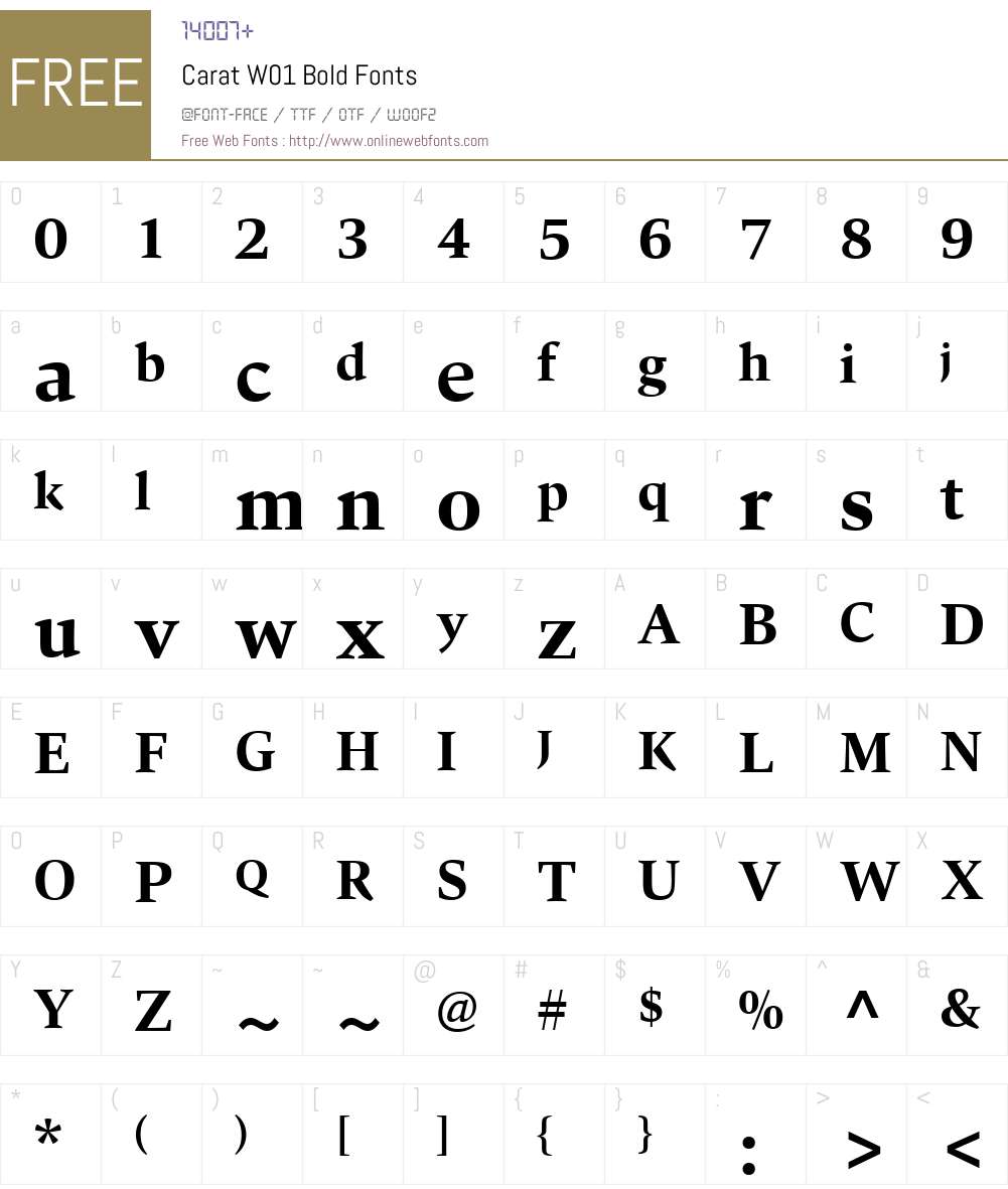 CaratW01-Bold Font Screenshots