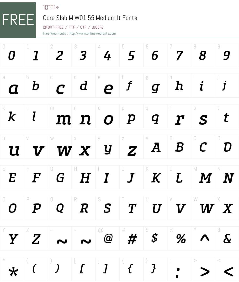 CoreSlabMW01-55MediumIt Font Screenshots