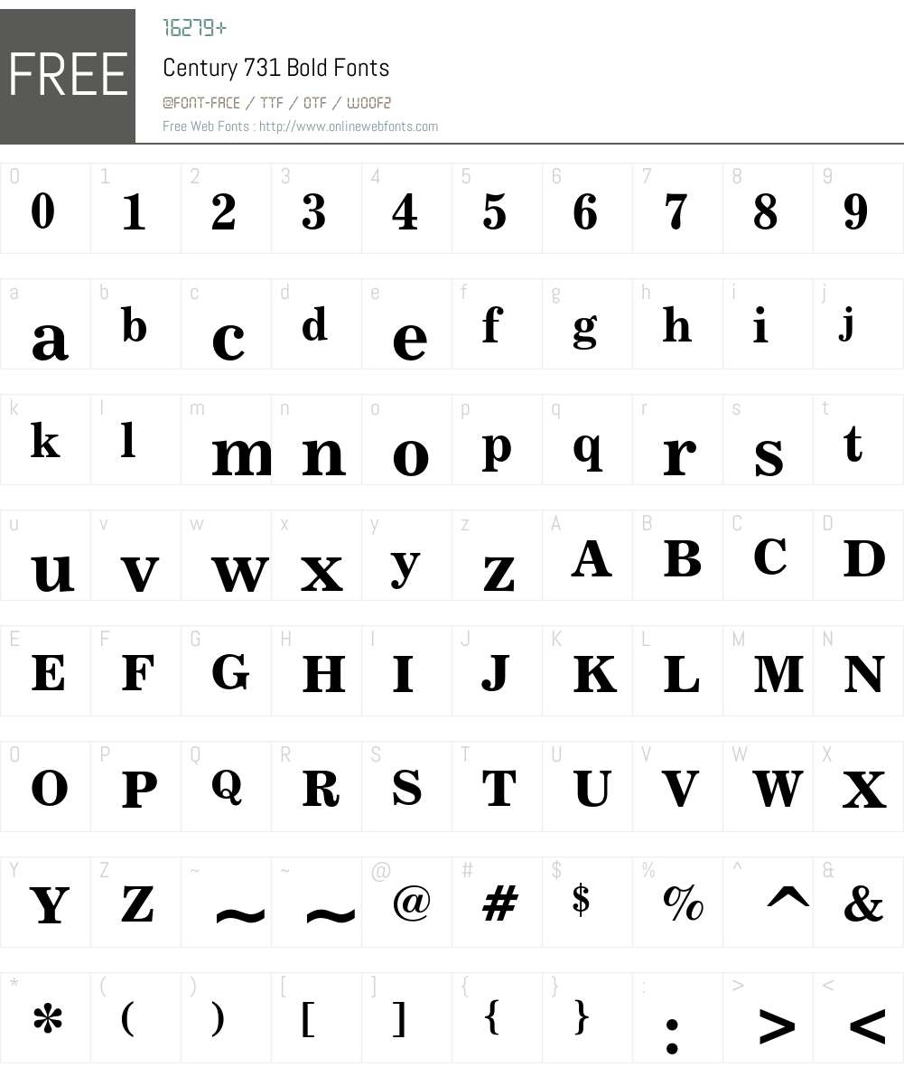 Century 731 Font Screenshots