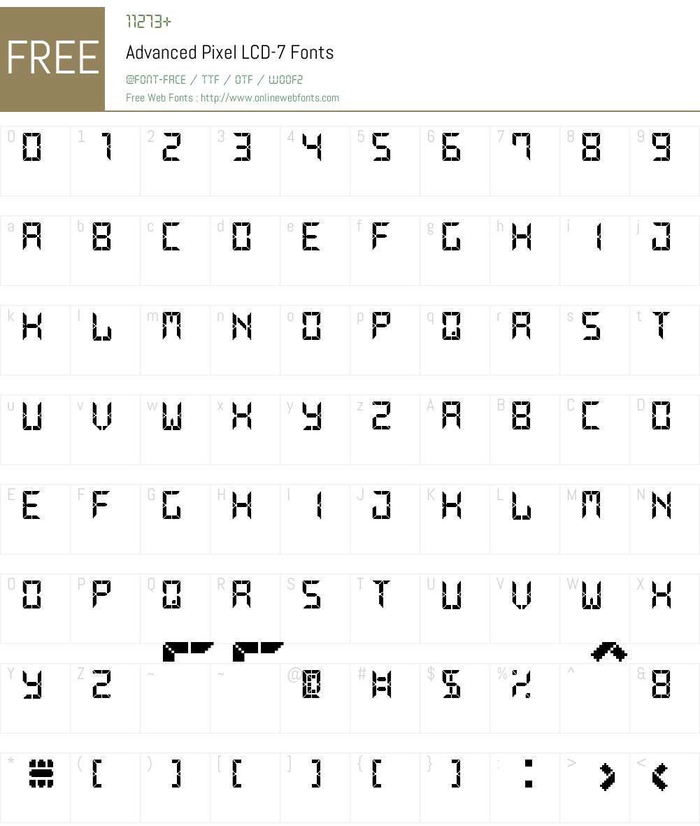 Advanced Pixel LCD-7 Font Screenshots