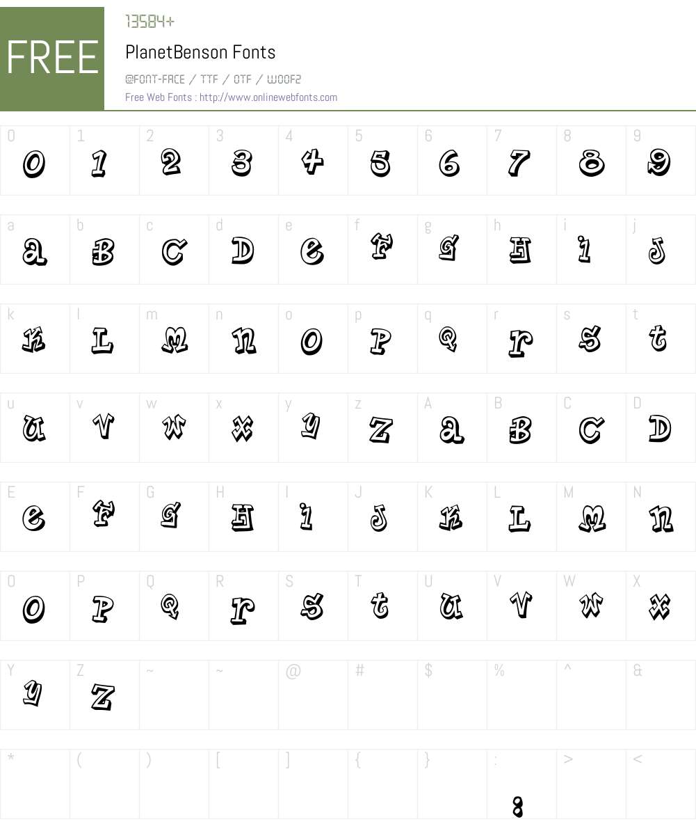 PlanetBenson Font Screenshots