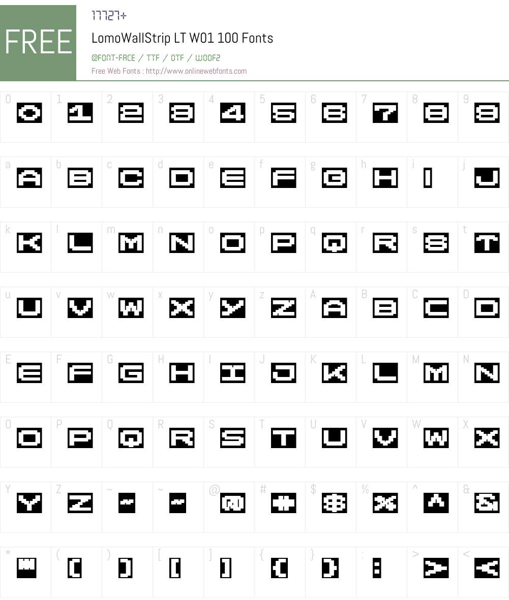 LomoWallStripLTW01-100 Font Screenshots