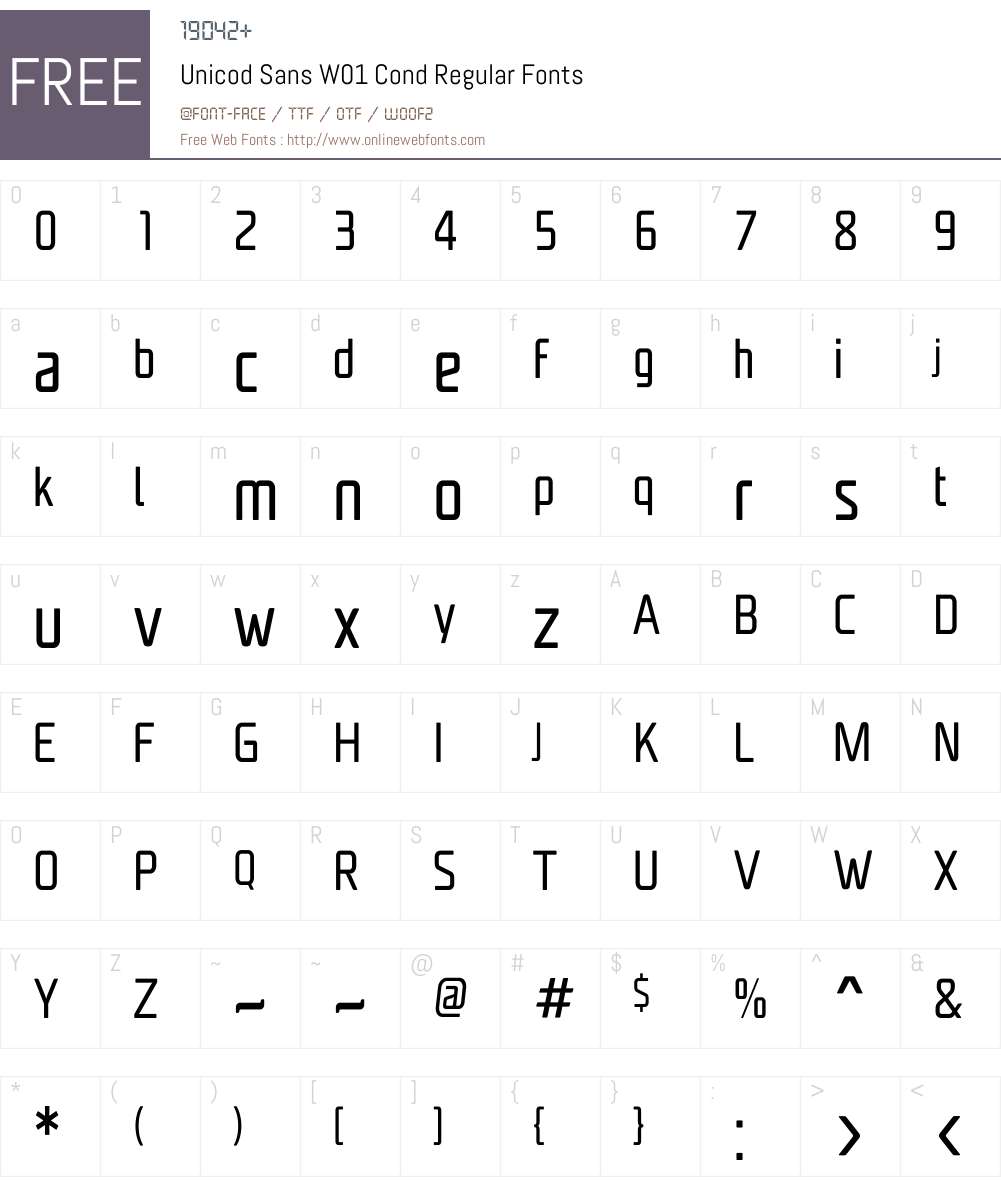 UnicodSansW01-CondRegular Font Screenshots