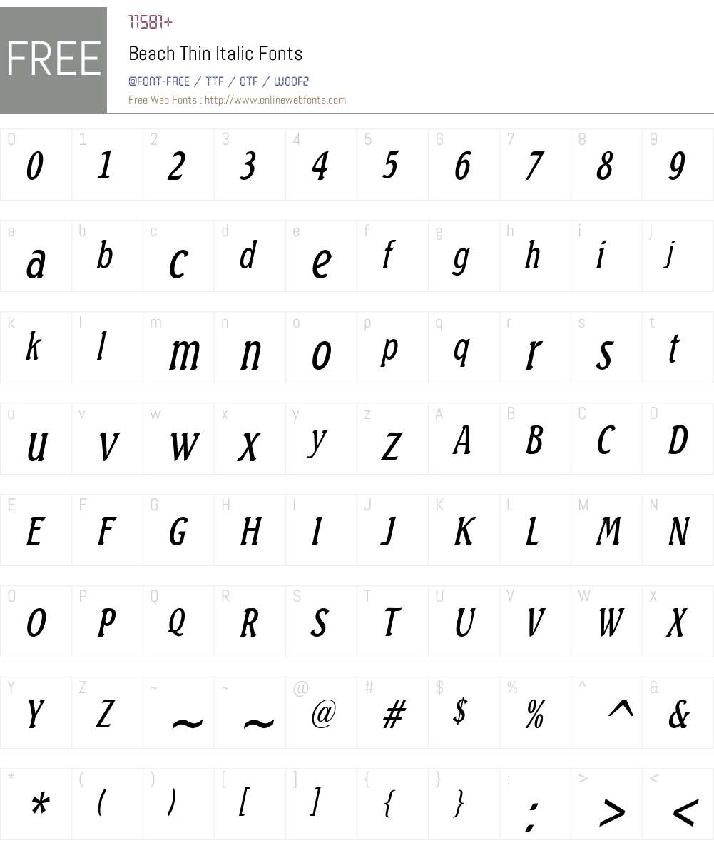 Beach Thin Font Screenshots