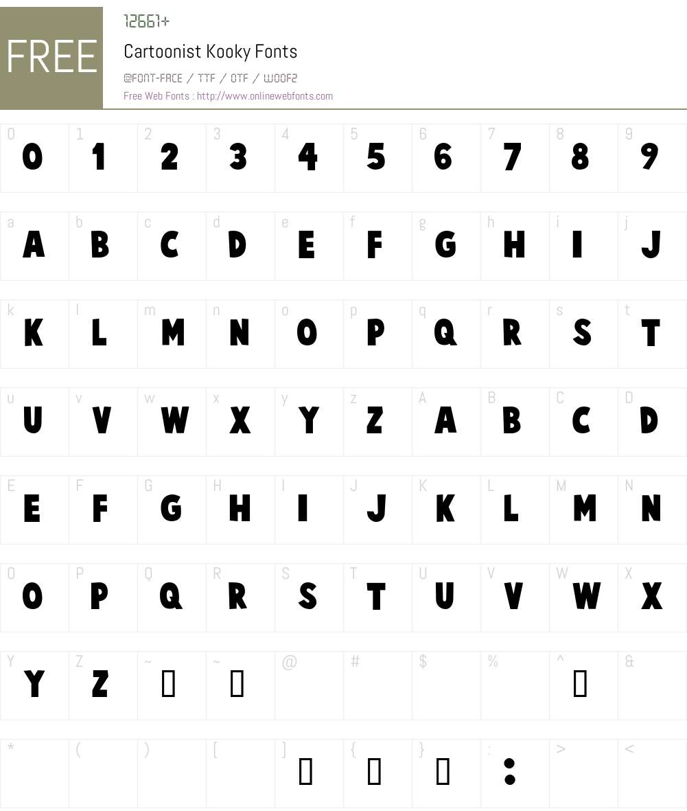Cartoonist Font Screenshots