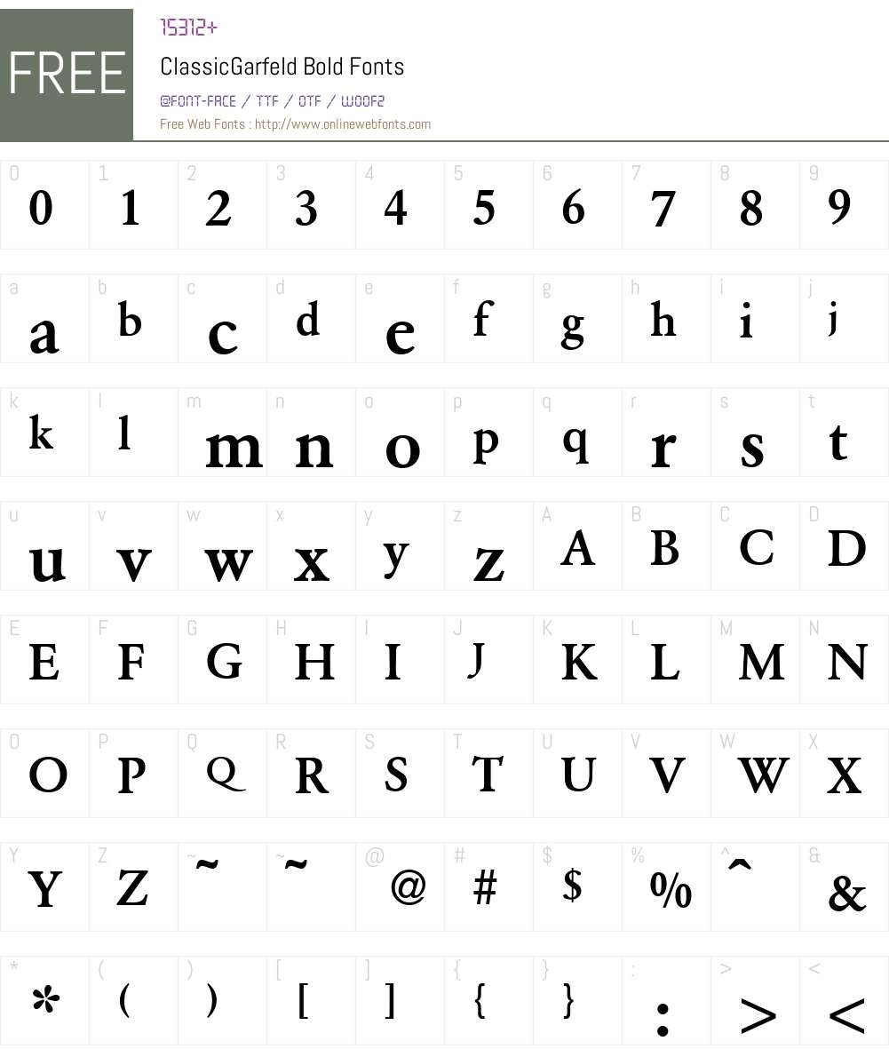 ClassicGarfeld Font Screenshots