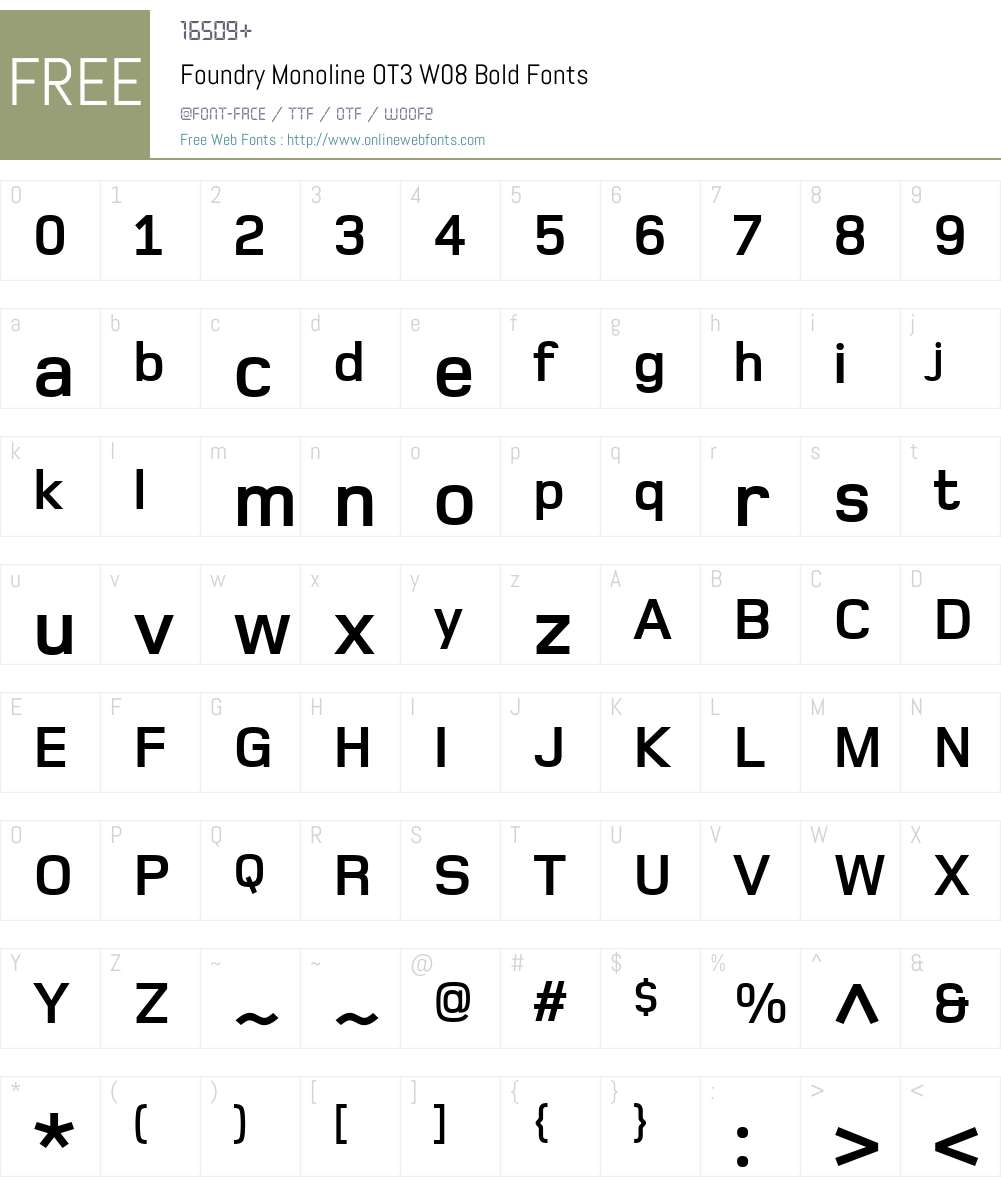 FoundryMonolineOT3W08-Bold Font Screenshots