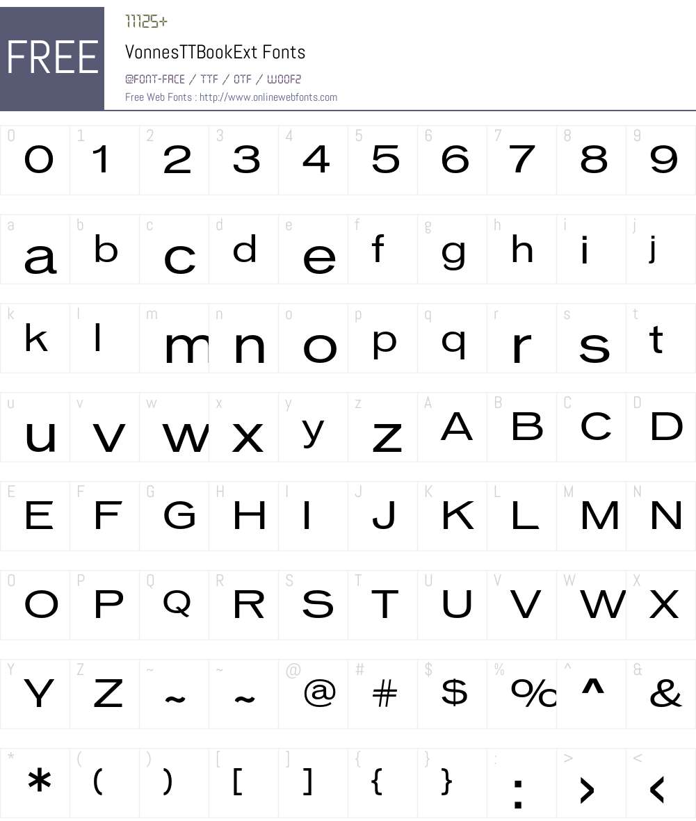 VonnesTTBookExt Font Screenshots