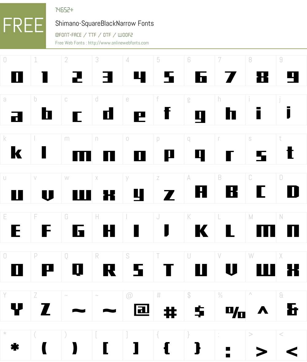 Shimano Font Screenshots