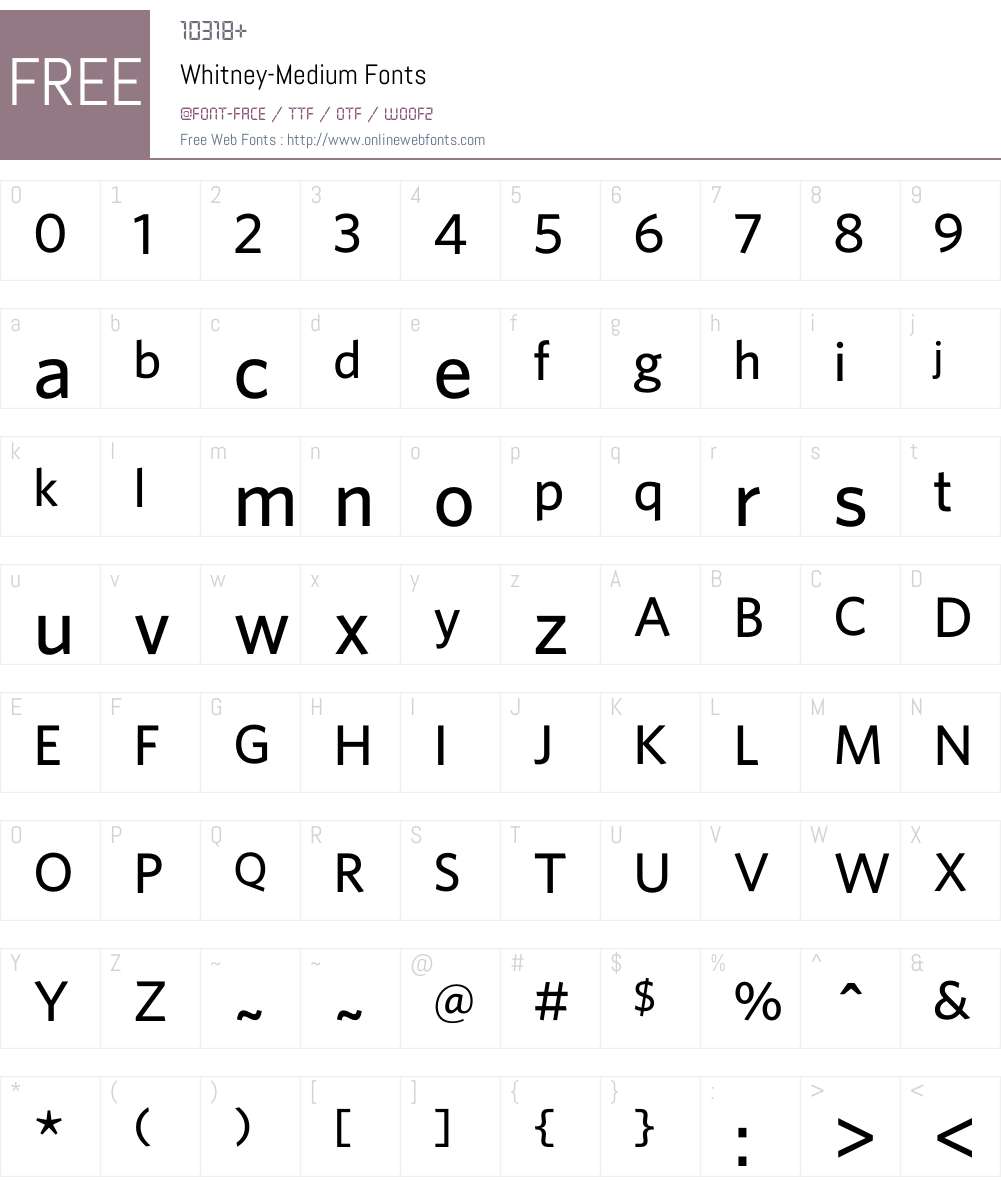 Whitney Font Screenshots