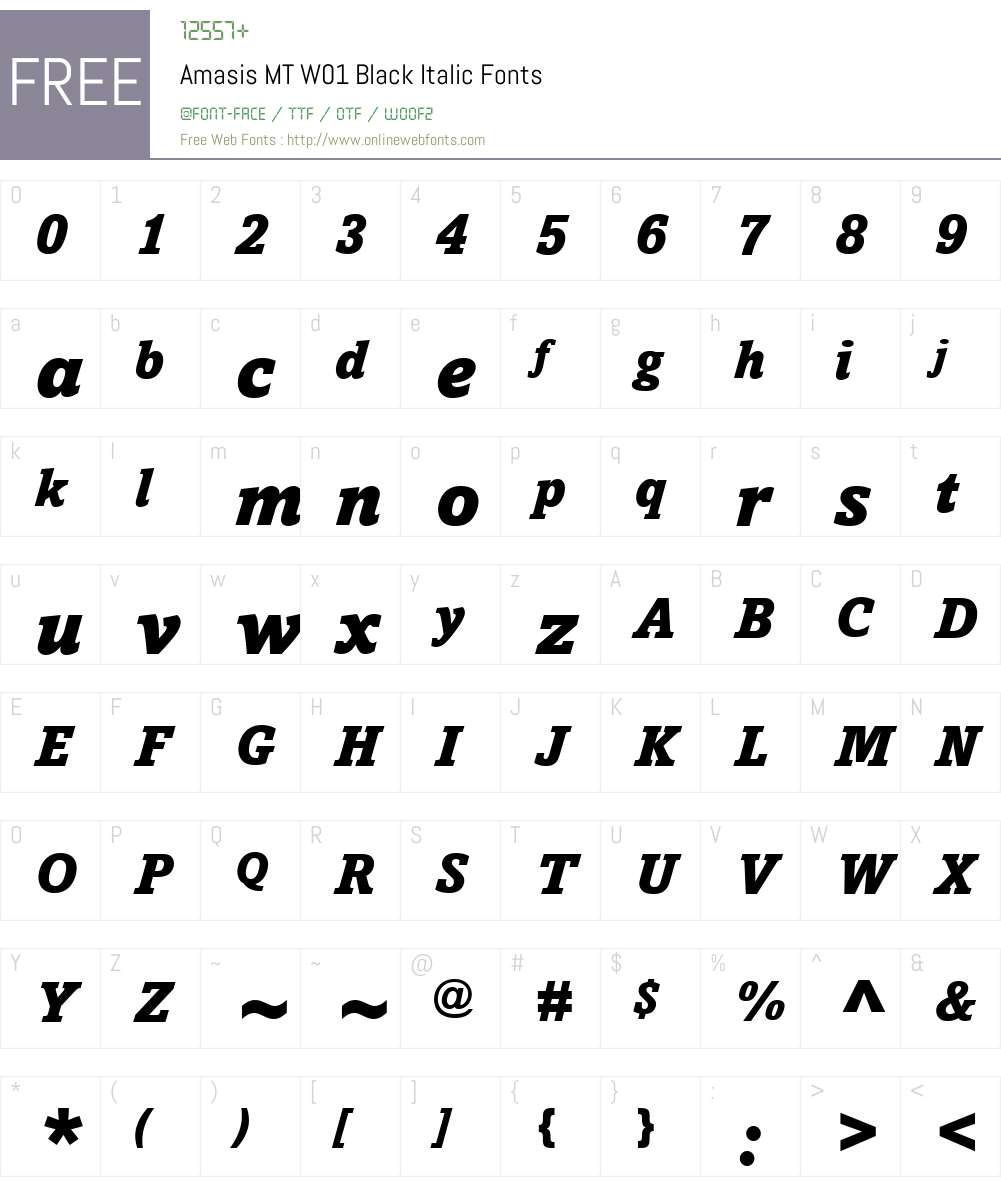 AmasisMTW01-BlackItalic Font Screenshots