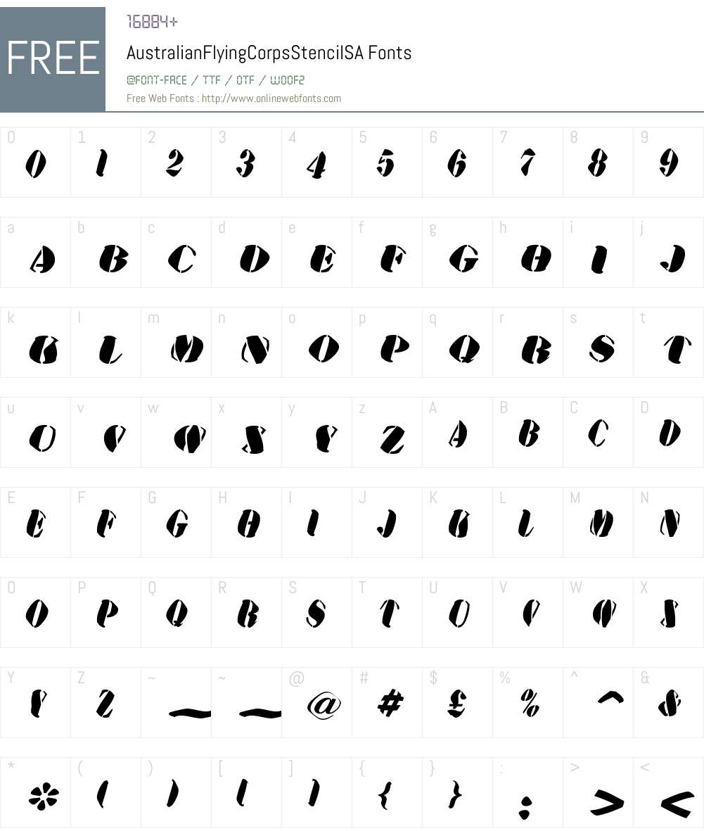 AustralianFlyingCorpsStencilSA Font Screenshots