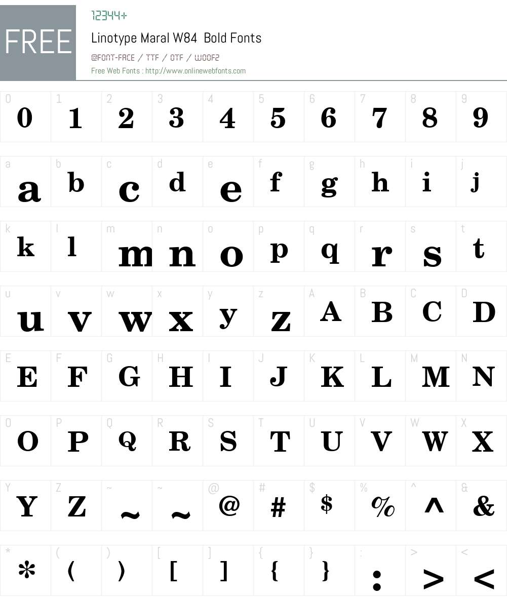 LinotypeMaralW84-Bold Font Screenshots