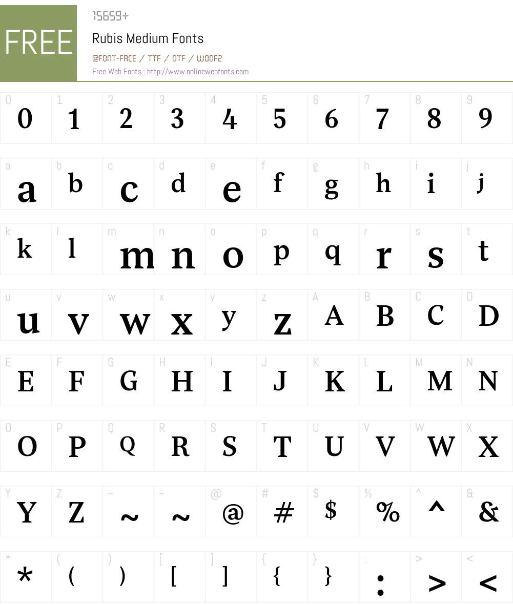 Rubis-Medium Font Screenshots