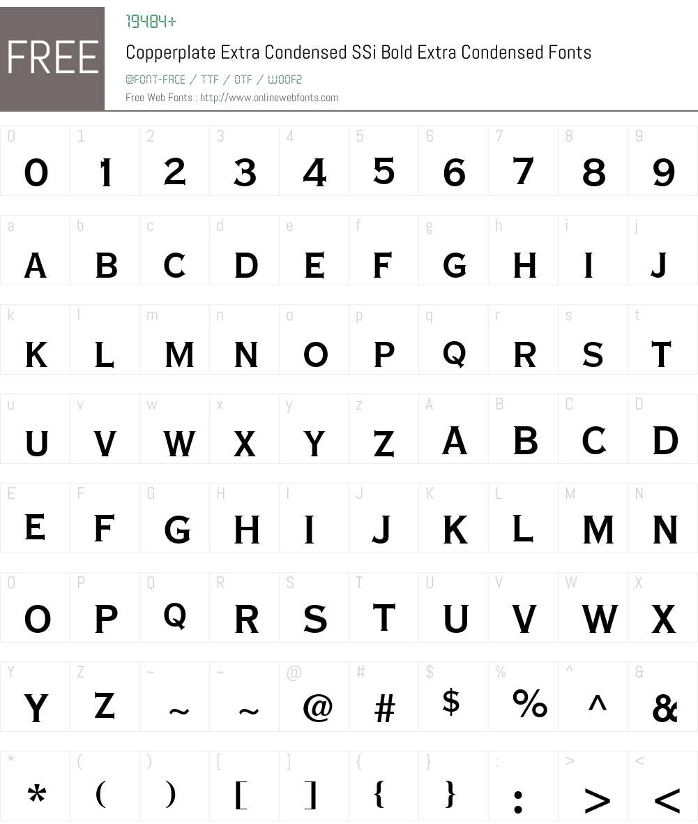 Copperplate Extra Condensed SSi Font Screenshots