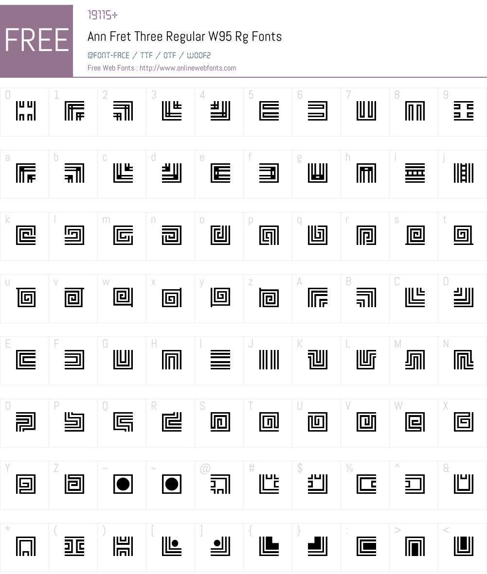 Ann Fret Three Regular Font Screenshots