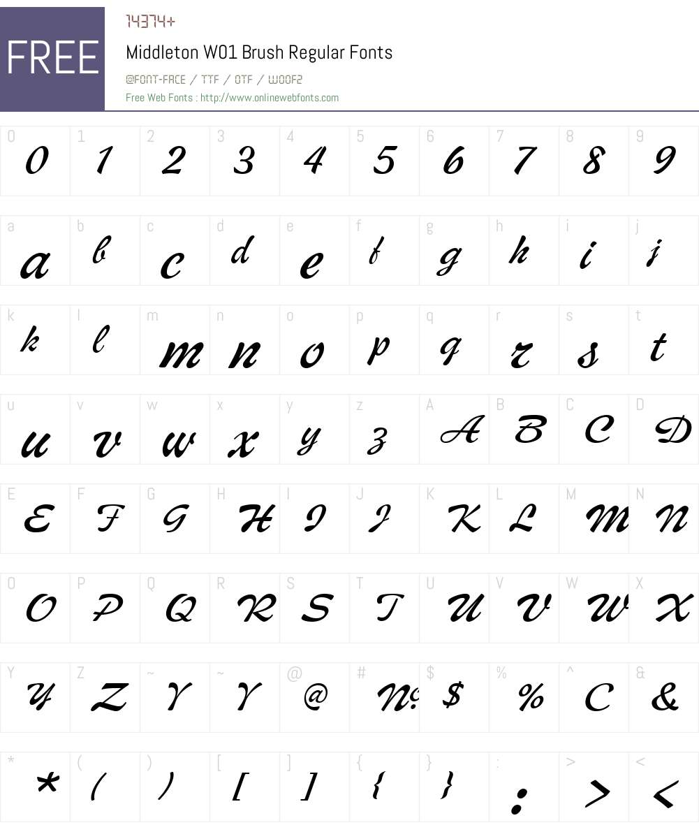 MiddletonW01-BrushRegular Font Screenshots