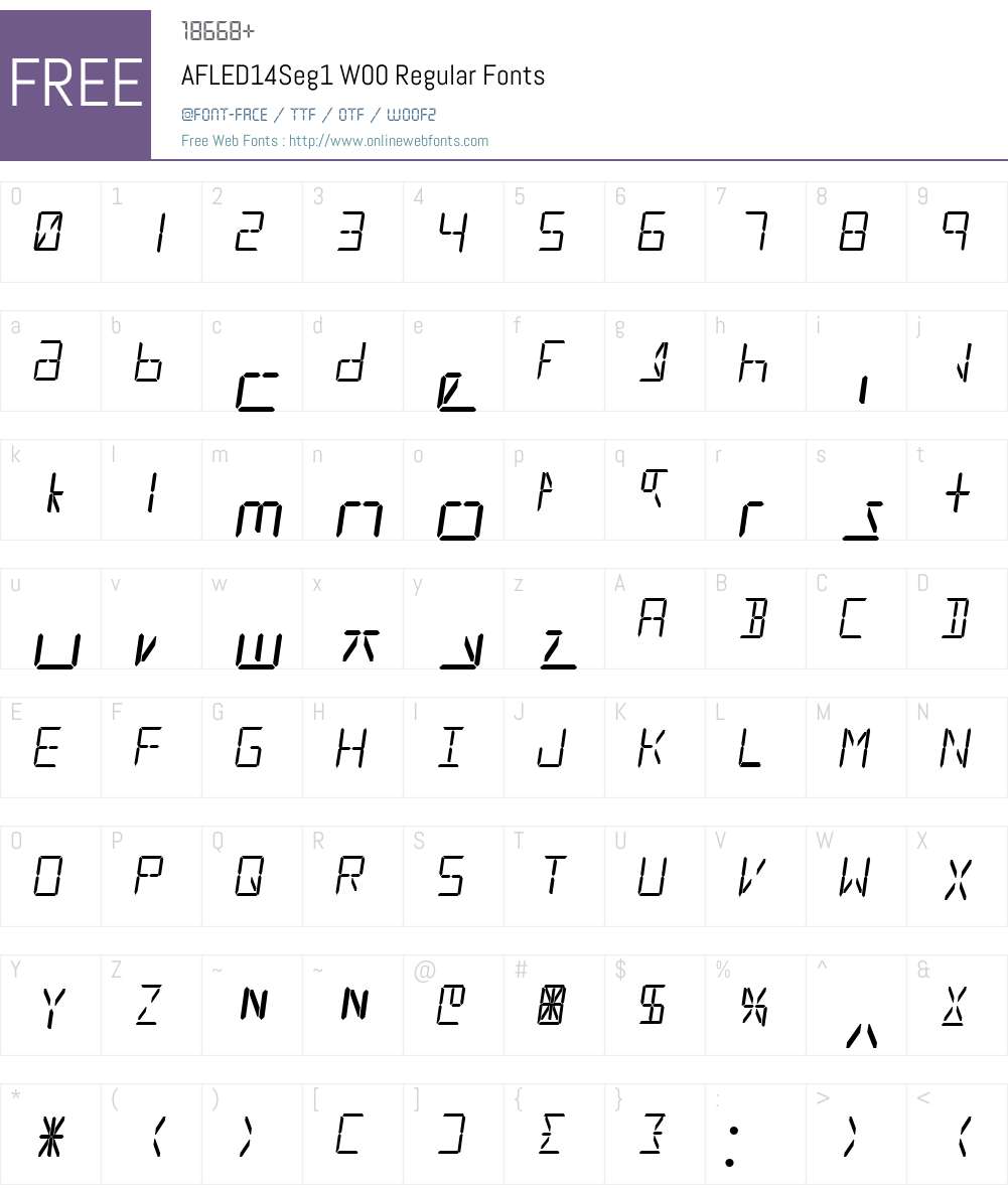 AFLED14Seg1W00-Regular Font Screenshots