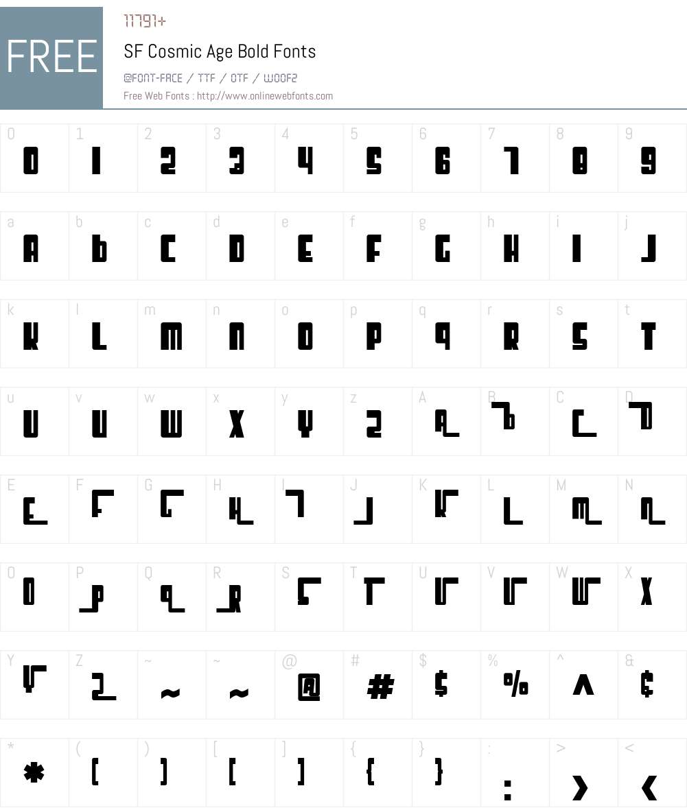 SF Cosmic Age Font Screenshots