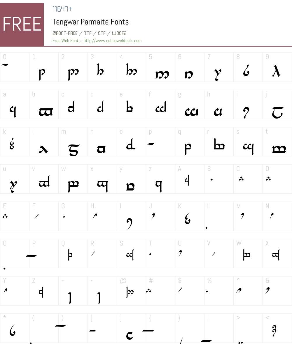 Tengwar Parmaite Font Screenshots
