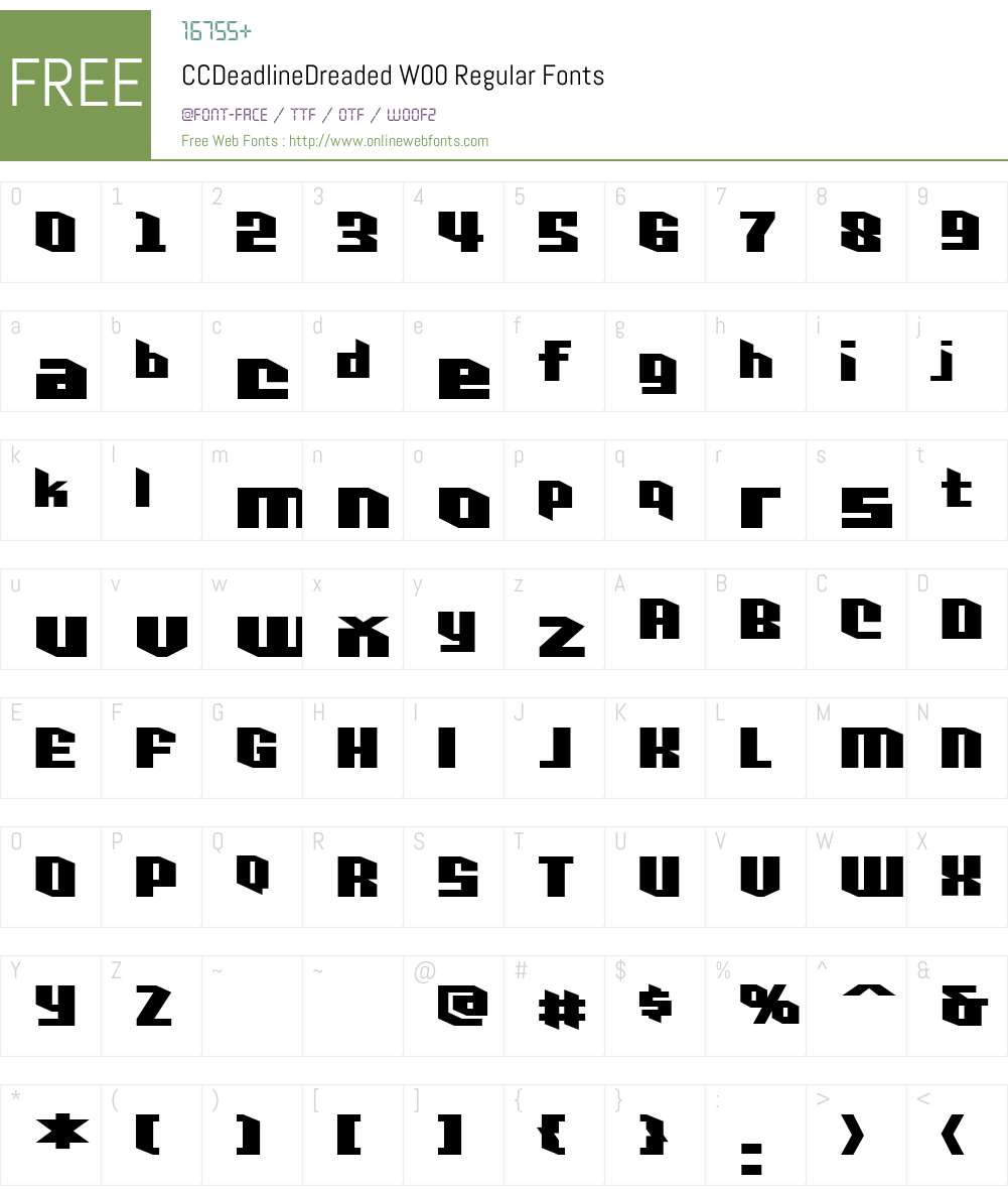 CCDeadlineDreadedW00-Rg Font Screenshots