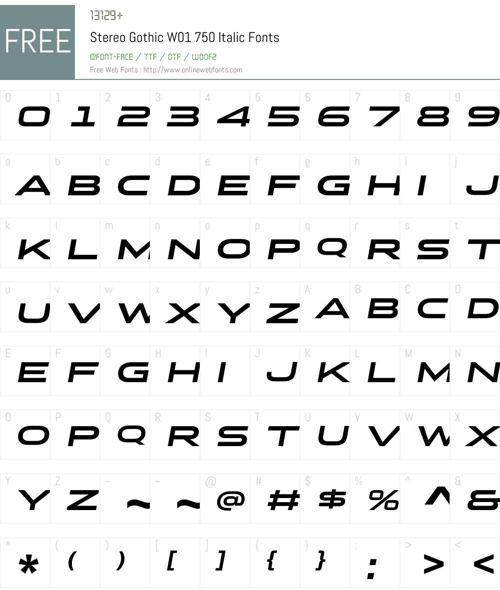 StereoGothicW01-750Italic Font Screenshots