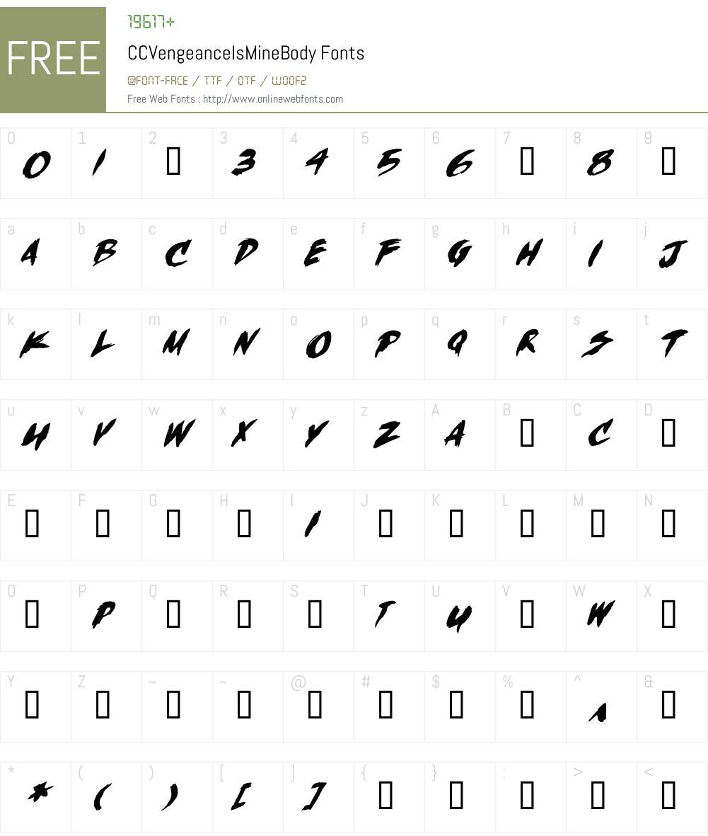 CCVengeanceIsMineBody Font Screenshots