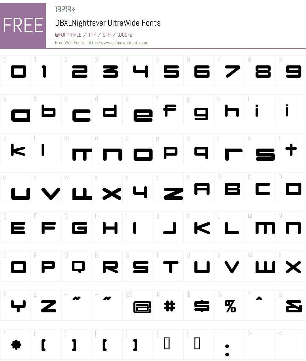 DBXLNightfever Font Screenshots