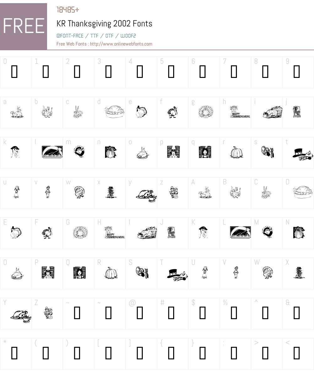 KR Thanksgiving 2002 Font Screenshots
