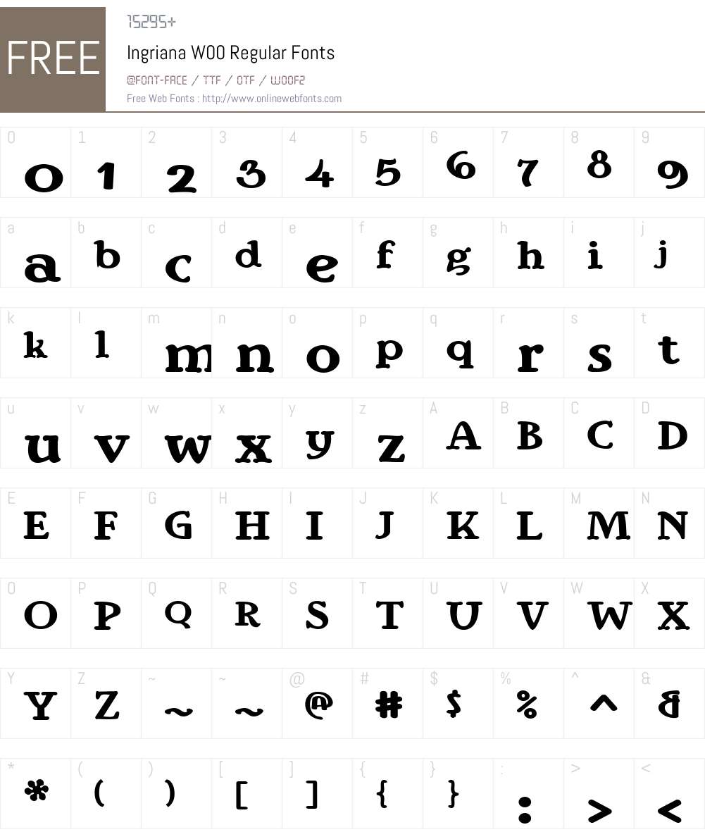 IngrianaW00-Regular Font Screenshots