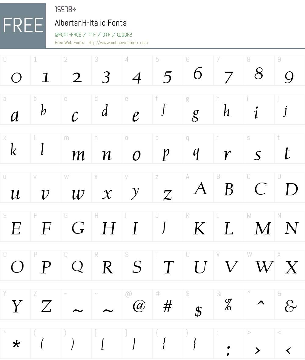 AlbertanH-Italic Font Screenshots