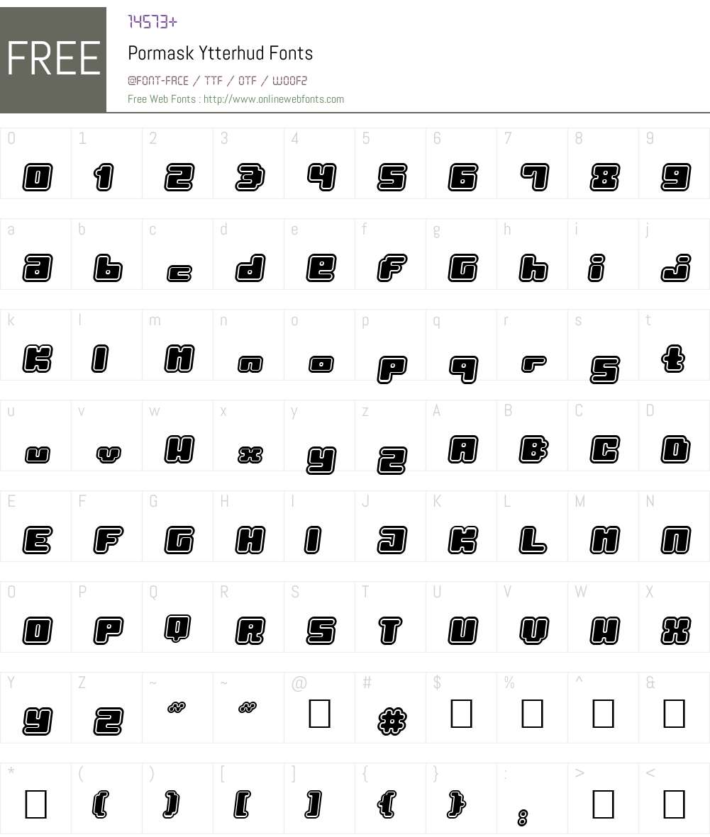 Pormask Ytterhud Font Screenshots