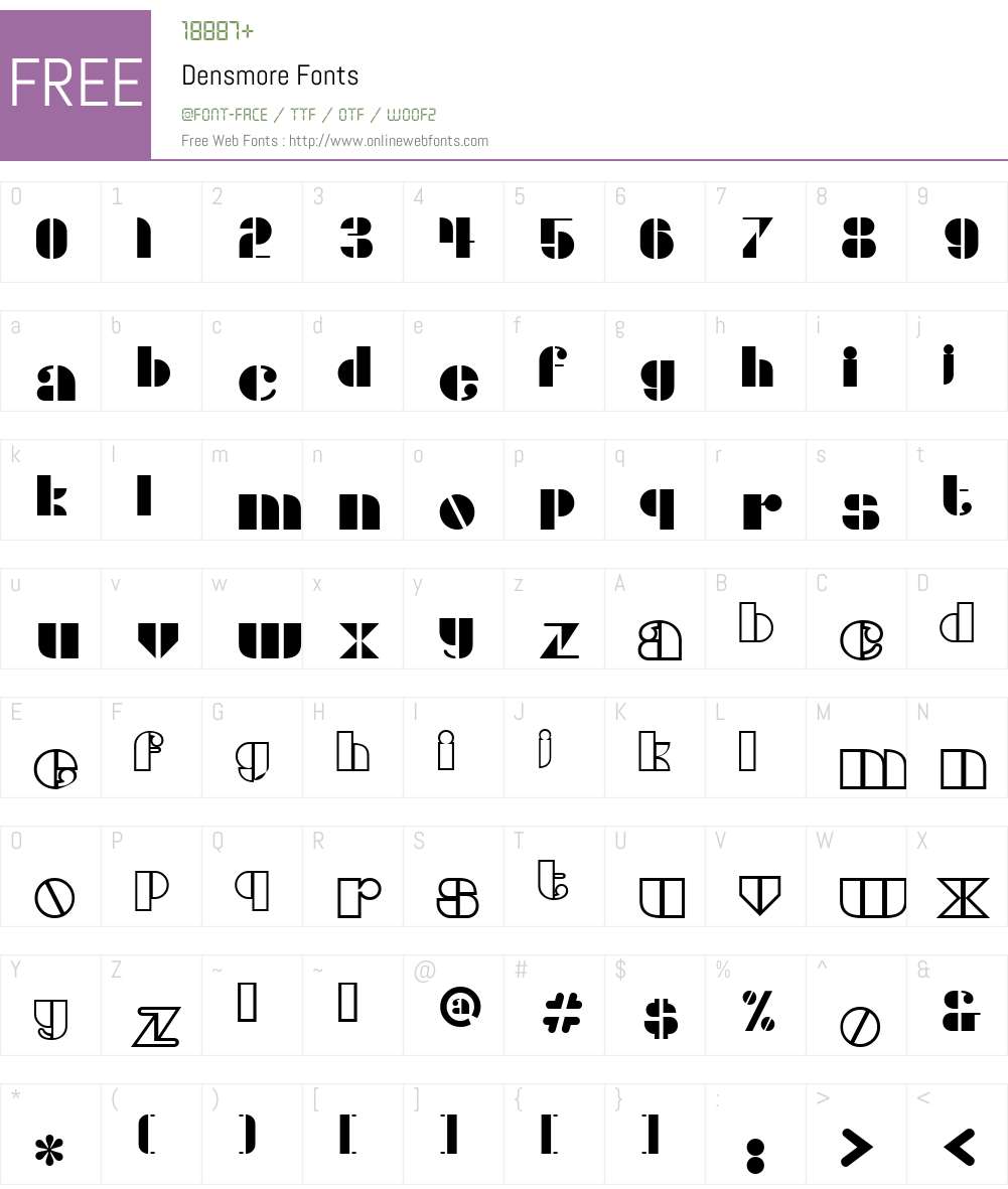 Densmore Font Screenshots