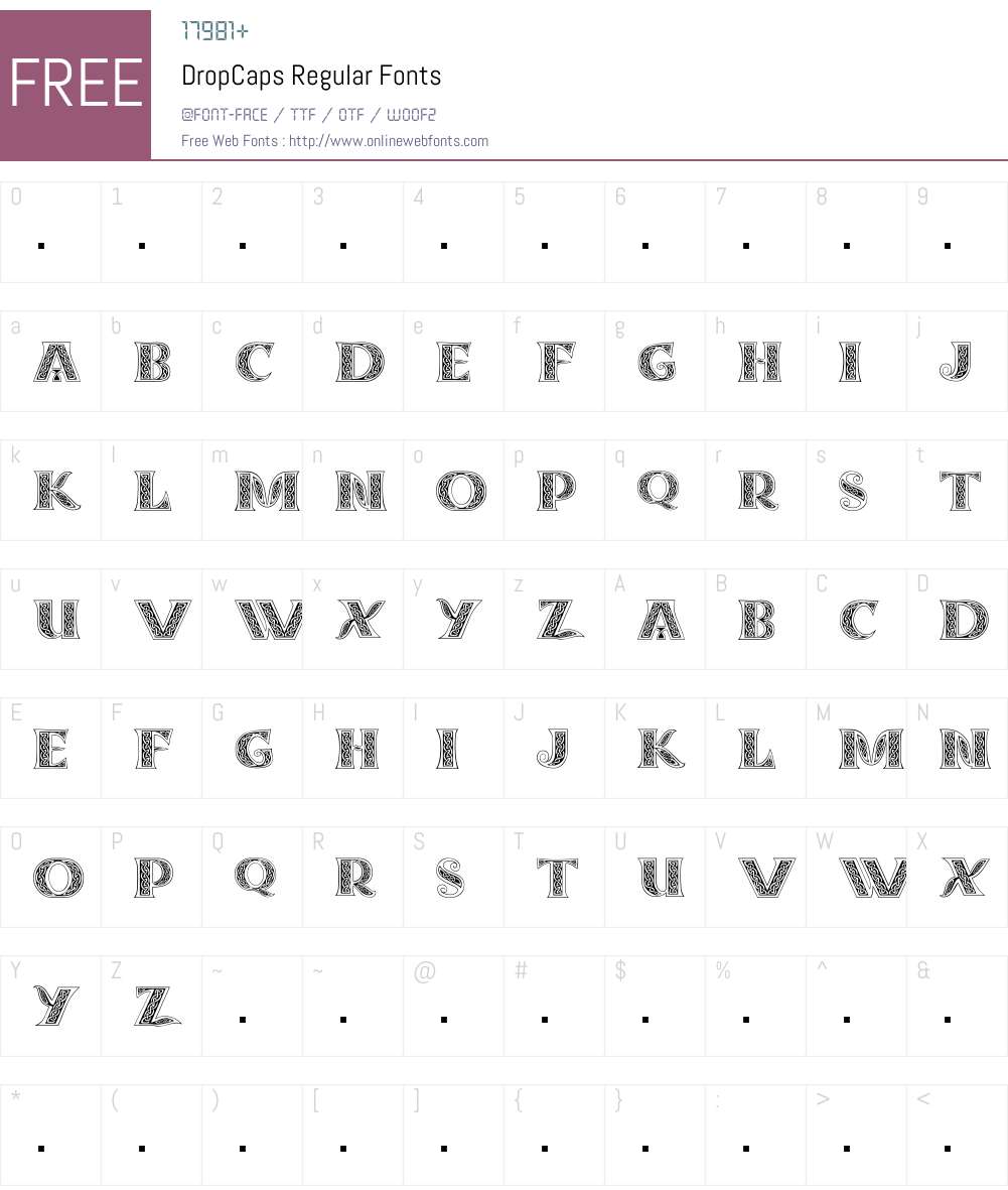 DropCaps Font Screenshots