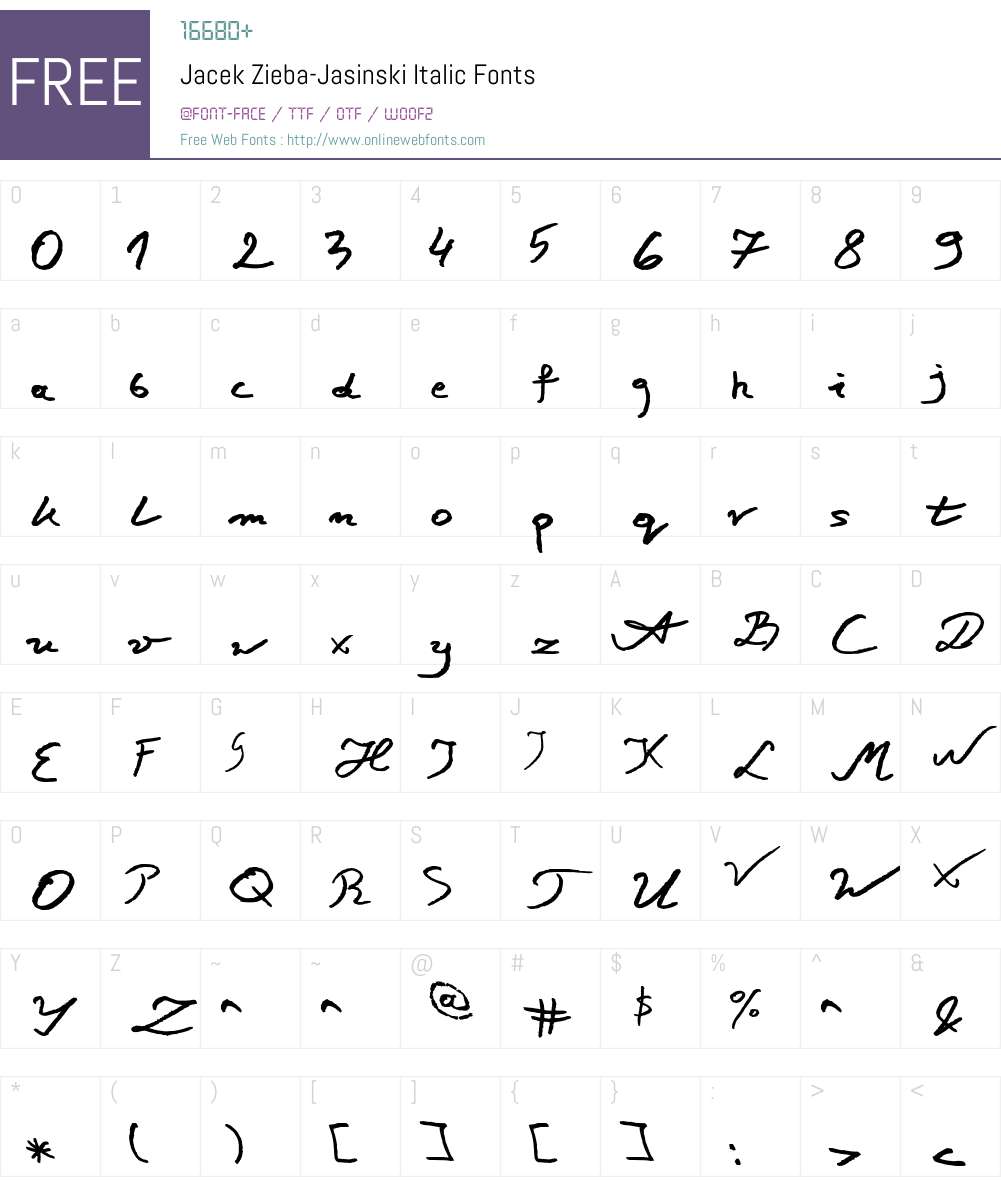 Jacek Zieba-Jasinski Font Screenshots