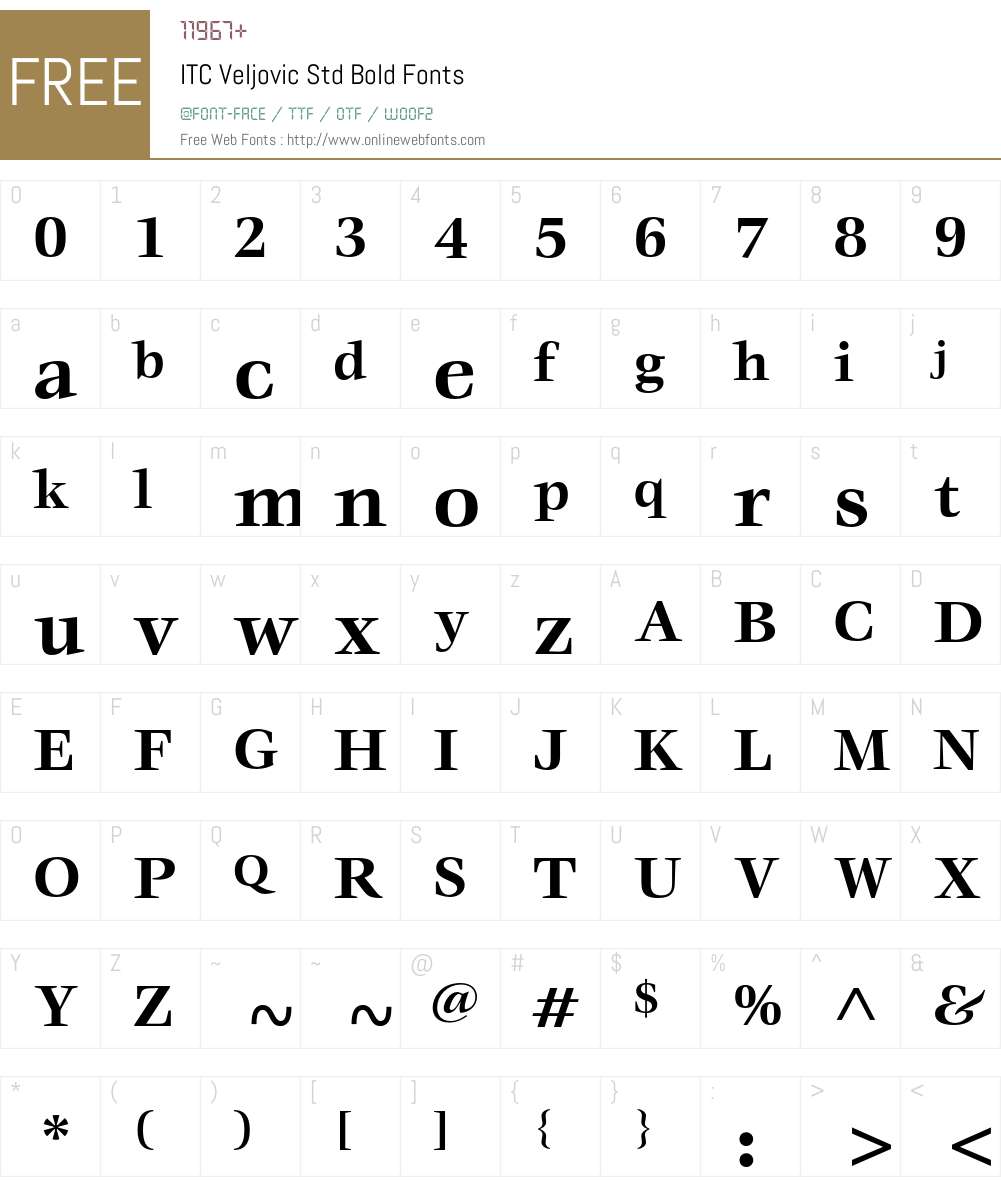 ITC Veljovic Std Font Screenshots