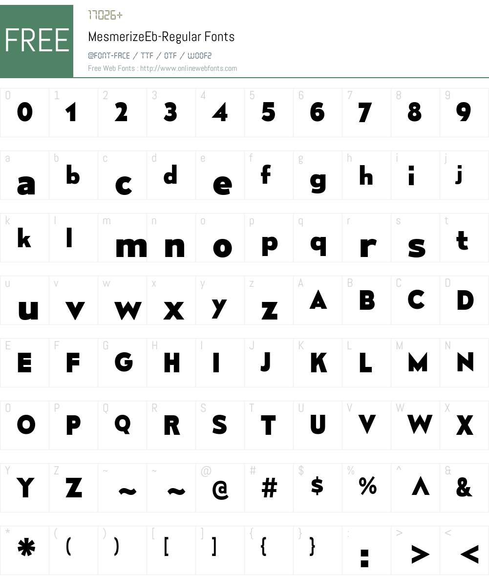 Mesmerize Font Screenshots