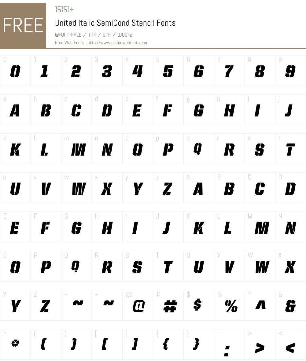 United Italic SemiCond Font Screenshots