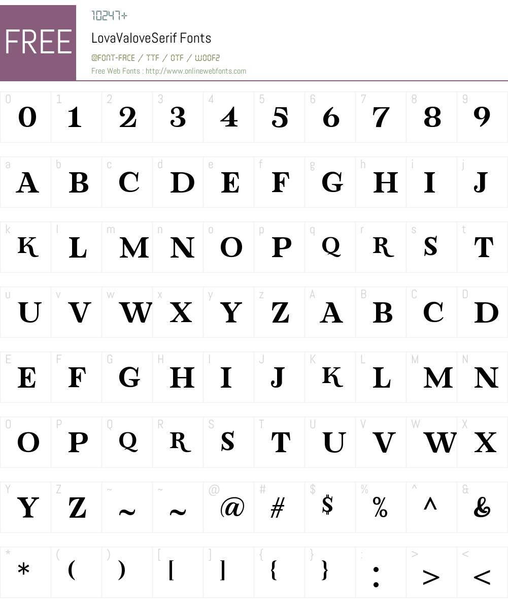 Lova Valove Serif Font Screenshots