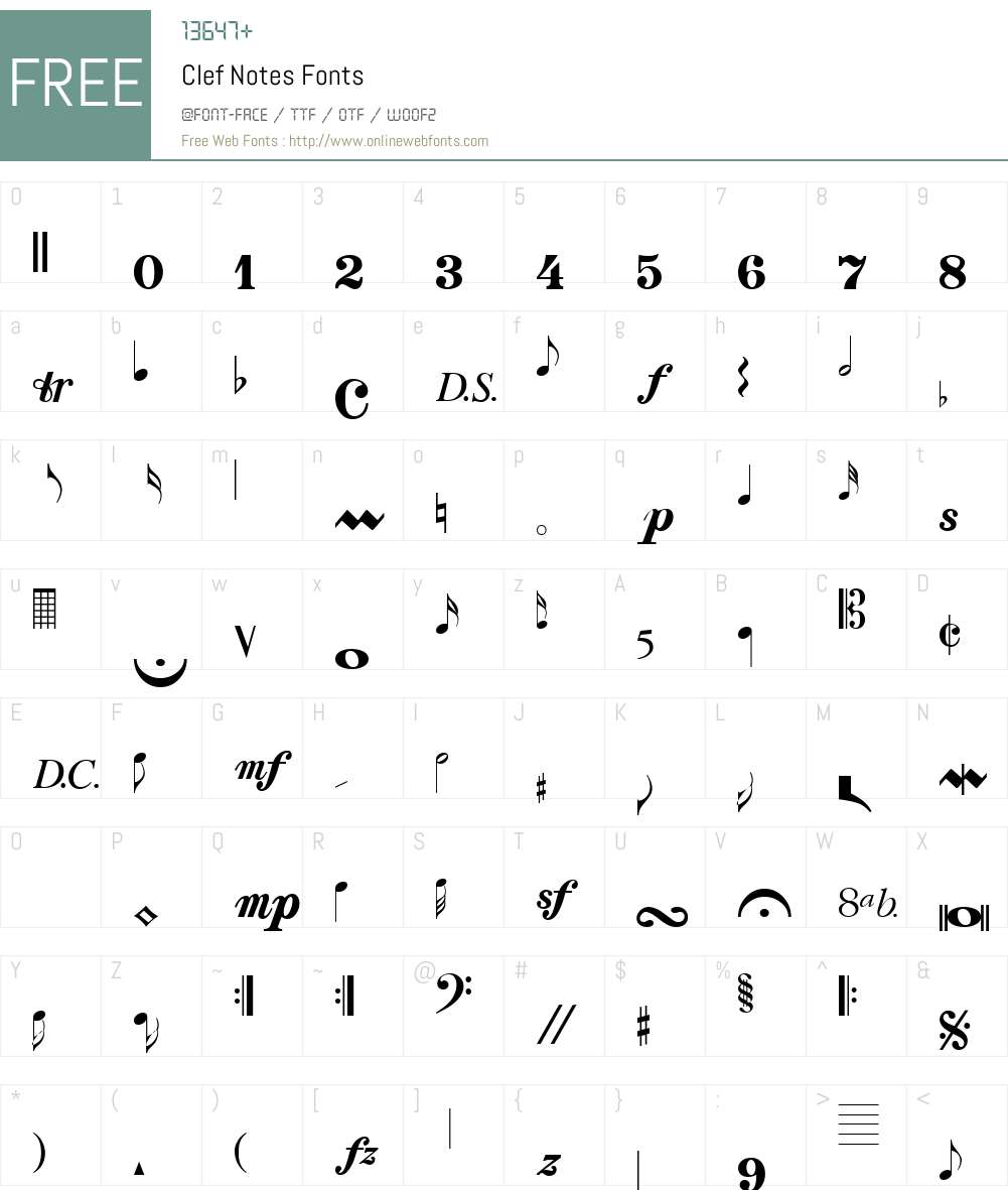 Clef Notes Font Screenshots