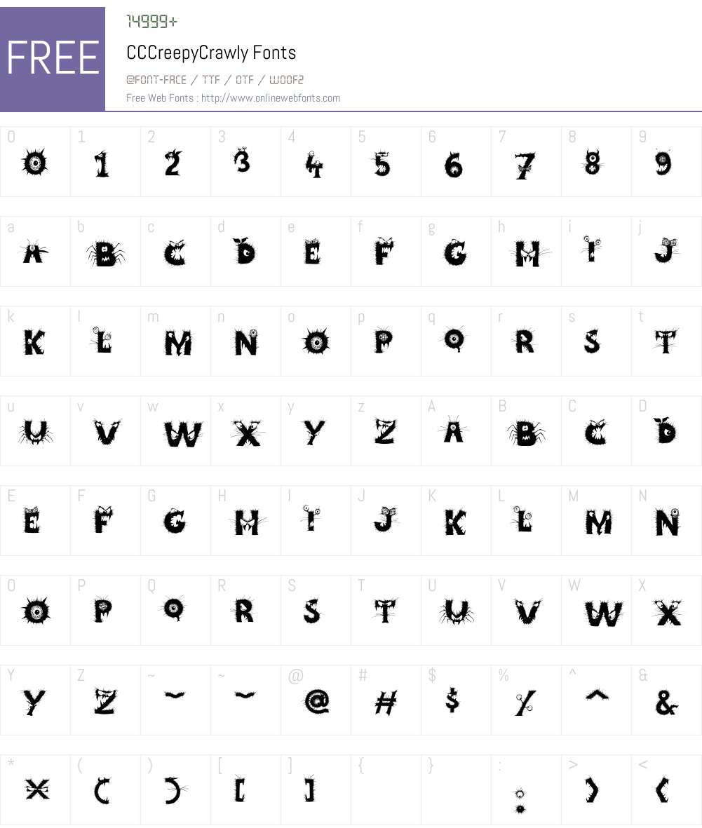 CCCreepyCrawly Font Screenshots