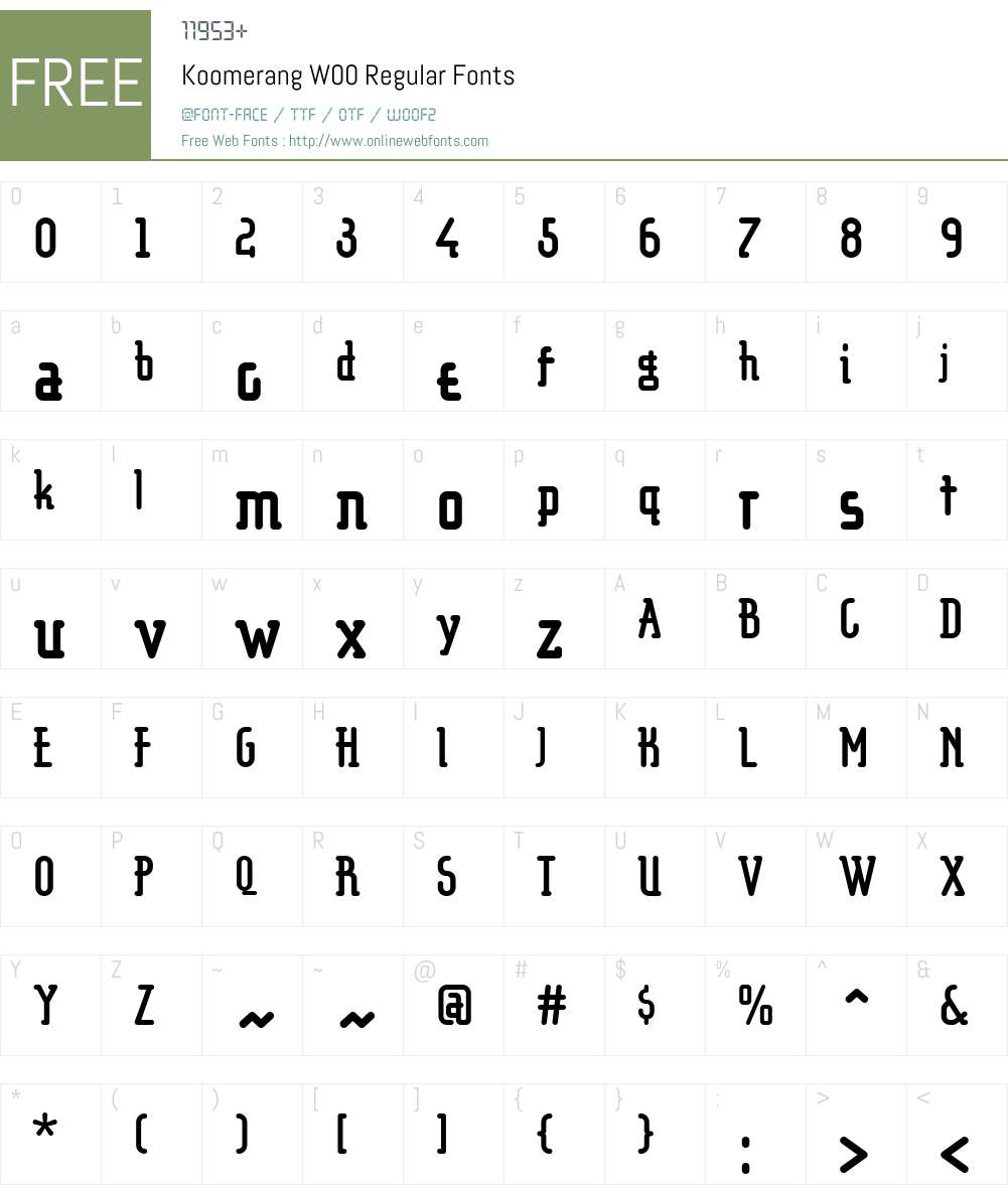KoomerangW00-Regular Font Screenshots