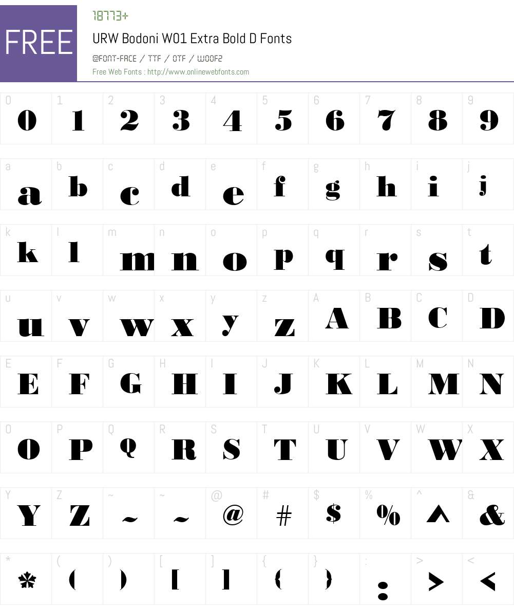 URWBodoniW01-ExtraBoldD Font Screenshots