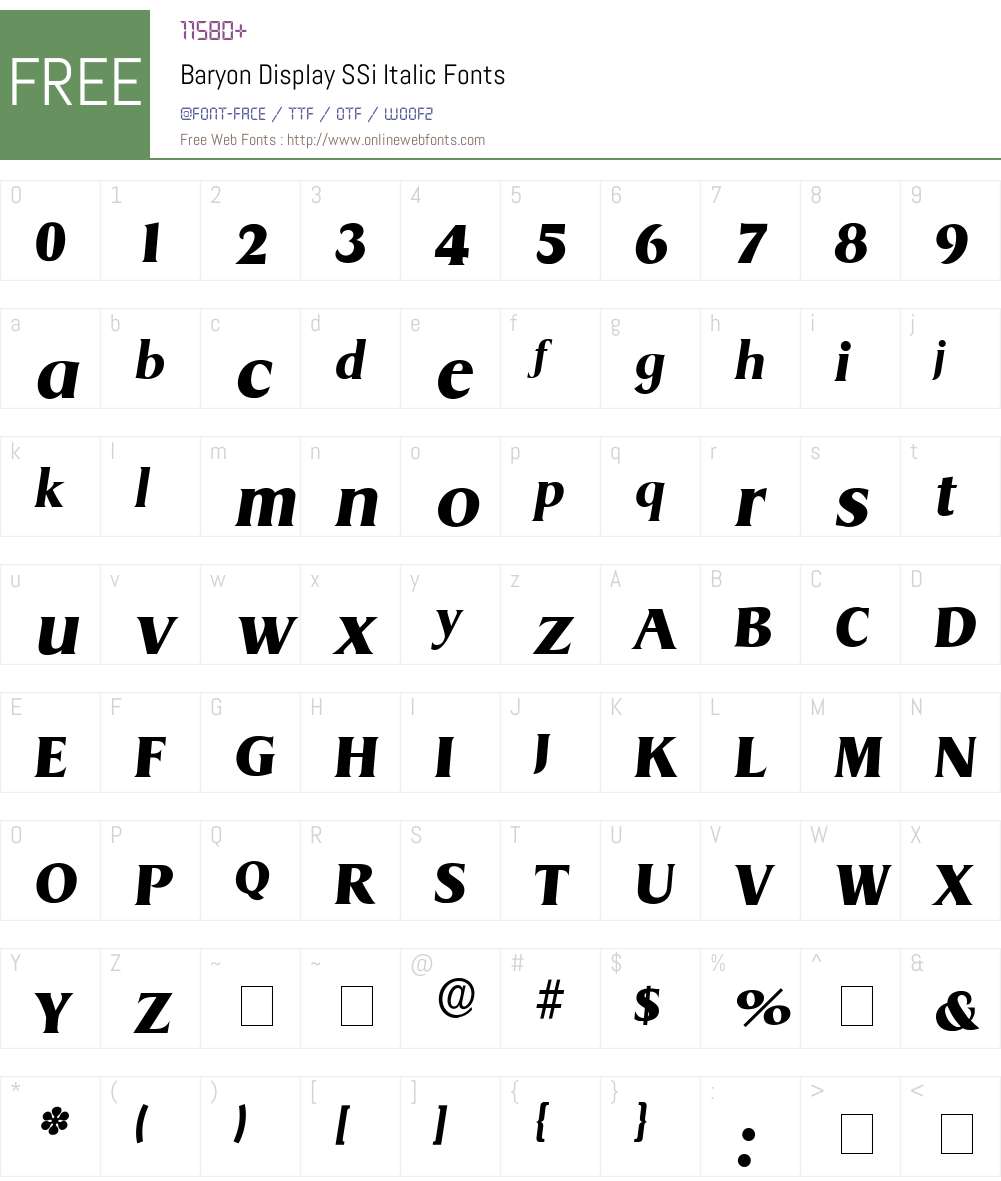 Baryon Display SSi Font Screenshots