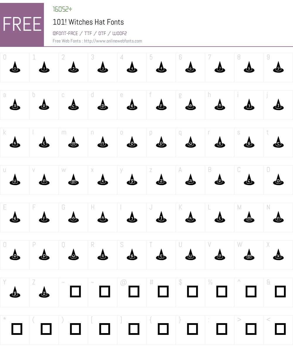 101! Witches Hat Font Screenshots