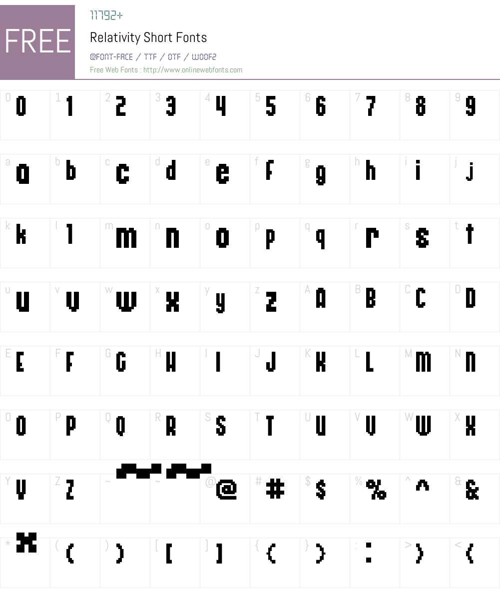 Relativity-Short Font Screenshots