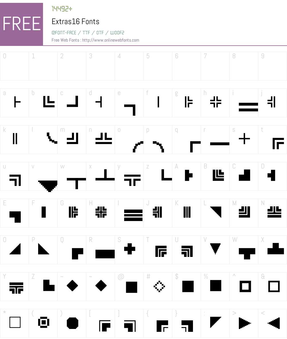 Extras16 Font Screenshots