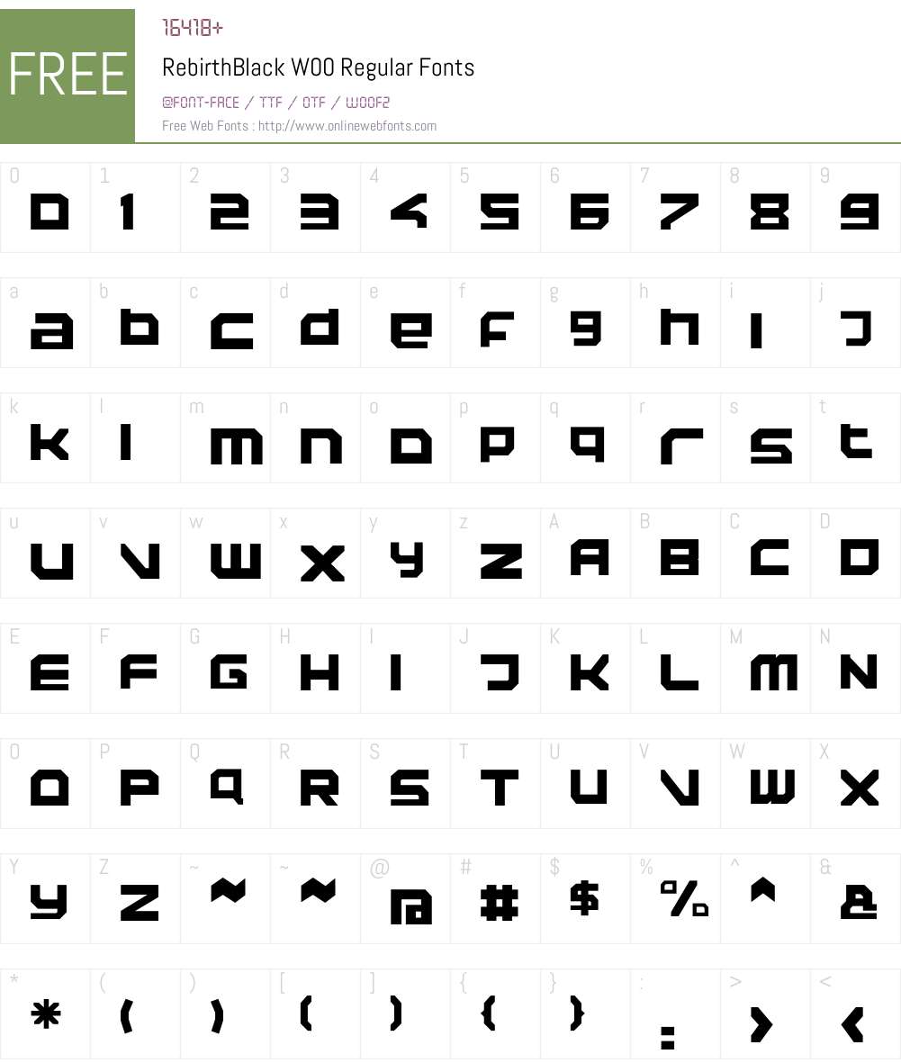 RebirthBlack Font Screenshots