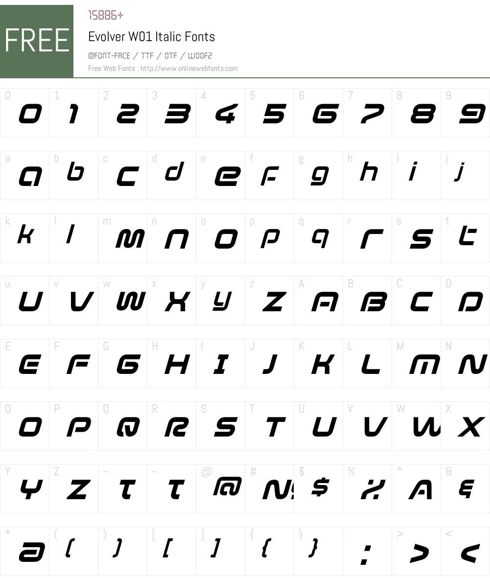 EvolverW01-Italic Font Screenshots