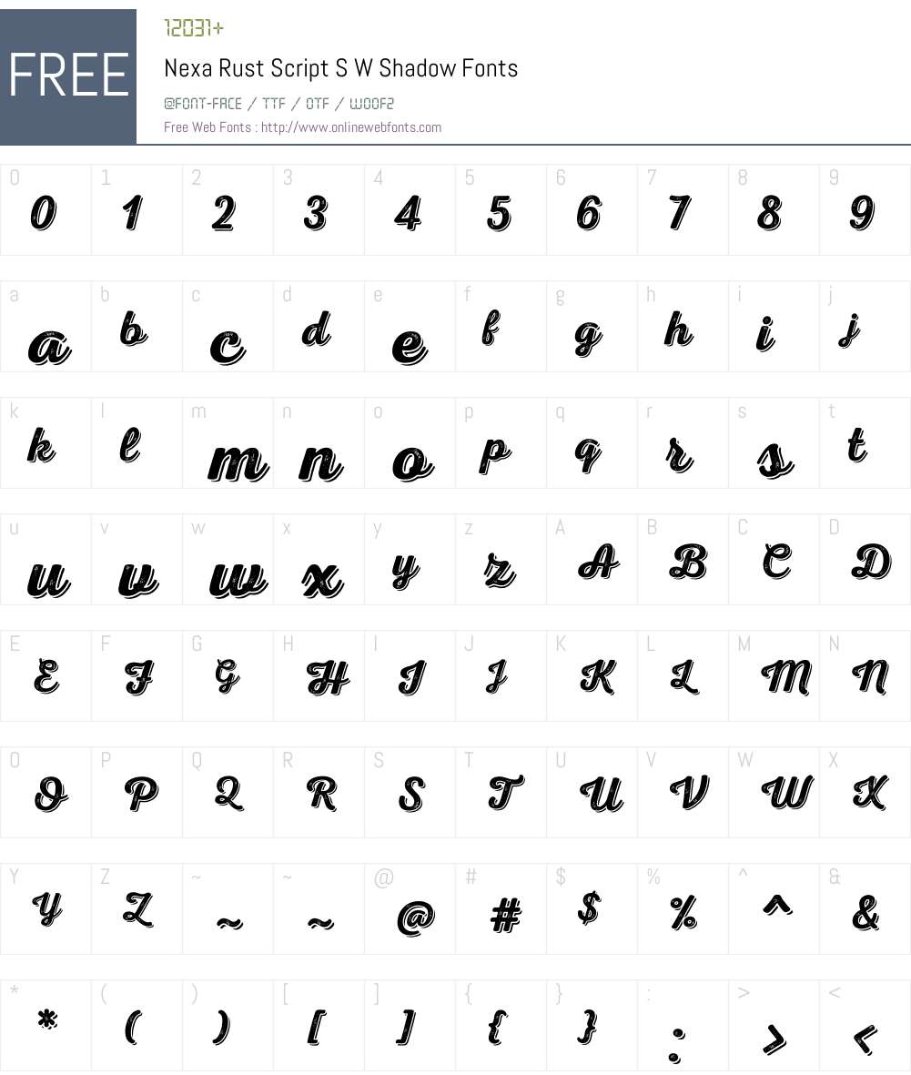 NexaRustScriptSW-Shadow Font Screenshots